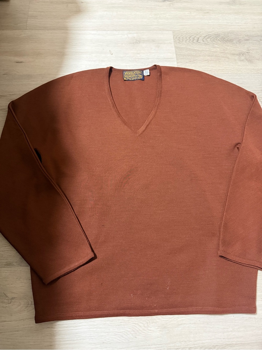 Vintage Pendleton V-Neck Sweater Tab Brick Red Burgundy Women’s Sz XL 100% Wool